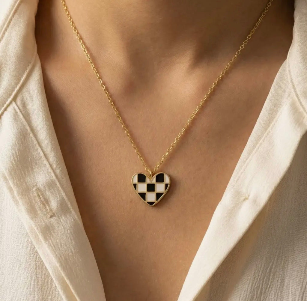 Checkered Heart Necklace