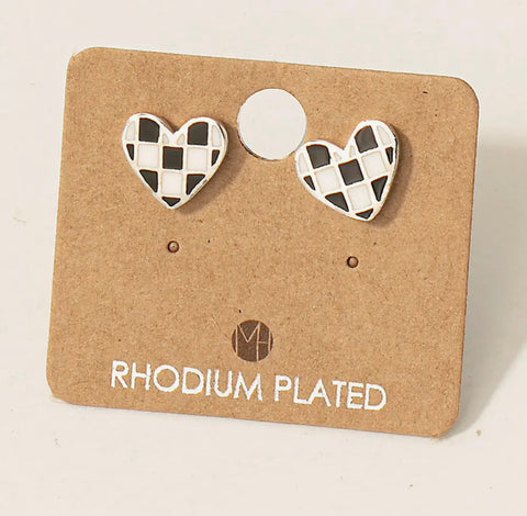 Checkered Heart Earrings