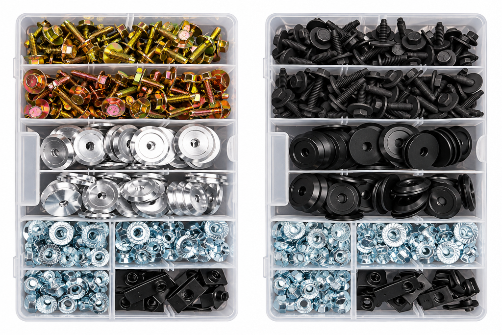 300-Piece Body Bolt & Hardware Kit – Black or Zinc