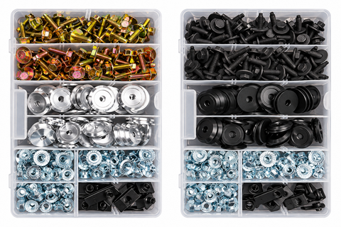 300-Piece Body Bolt & Hardware Kit – Black or Zinc